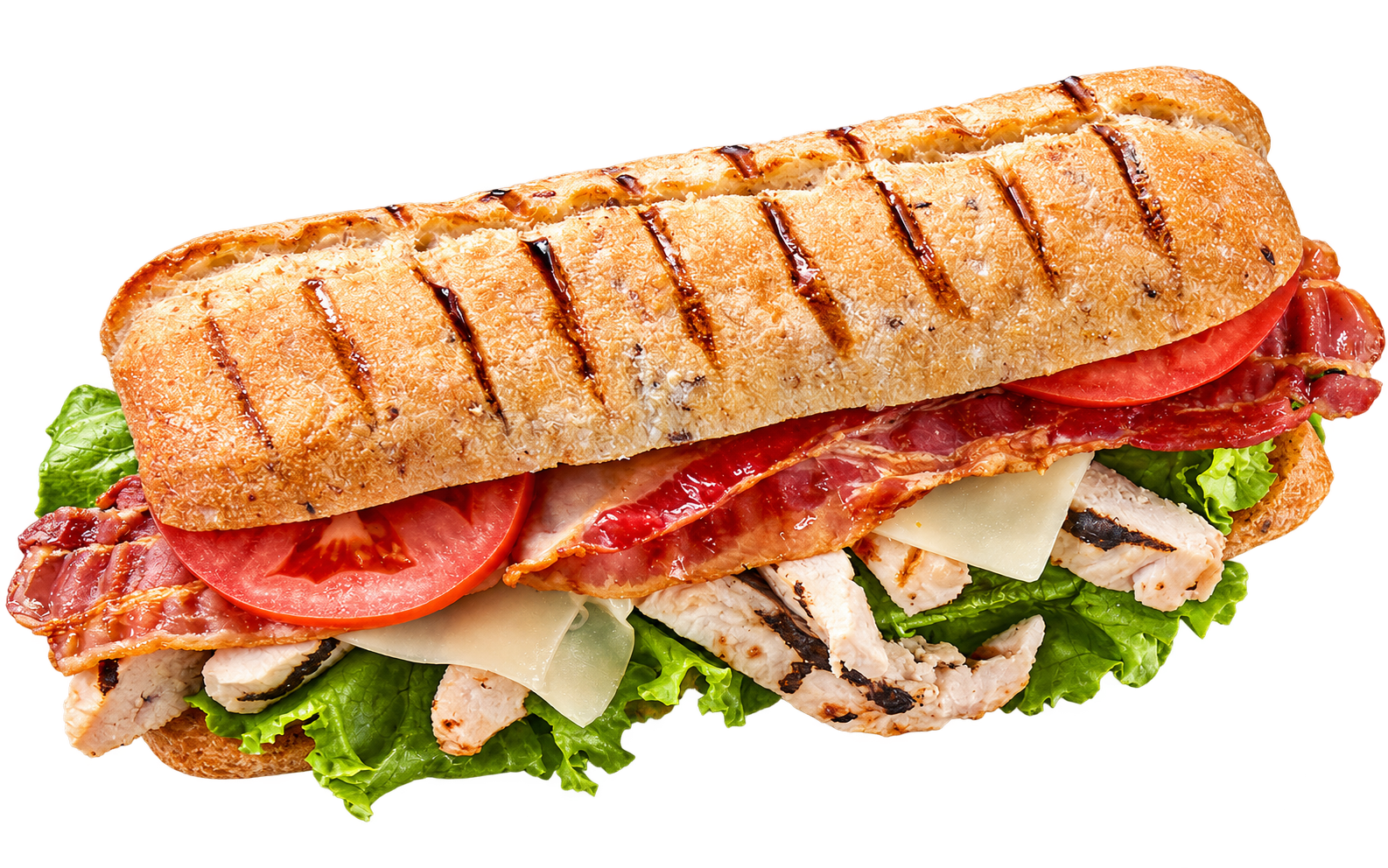 Presswich club au poulet, bacon et tomates