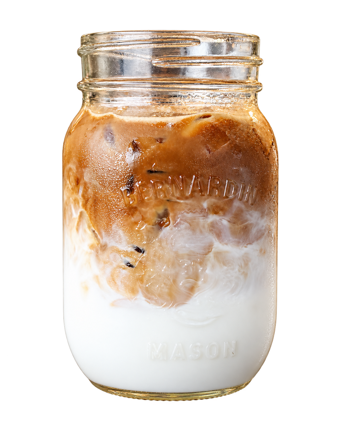 Latté glacé en pot de verre