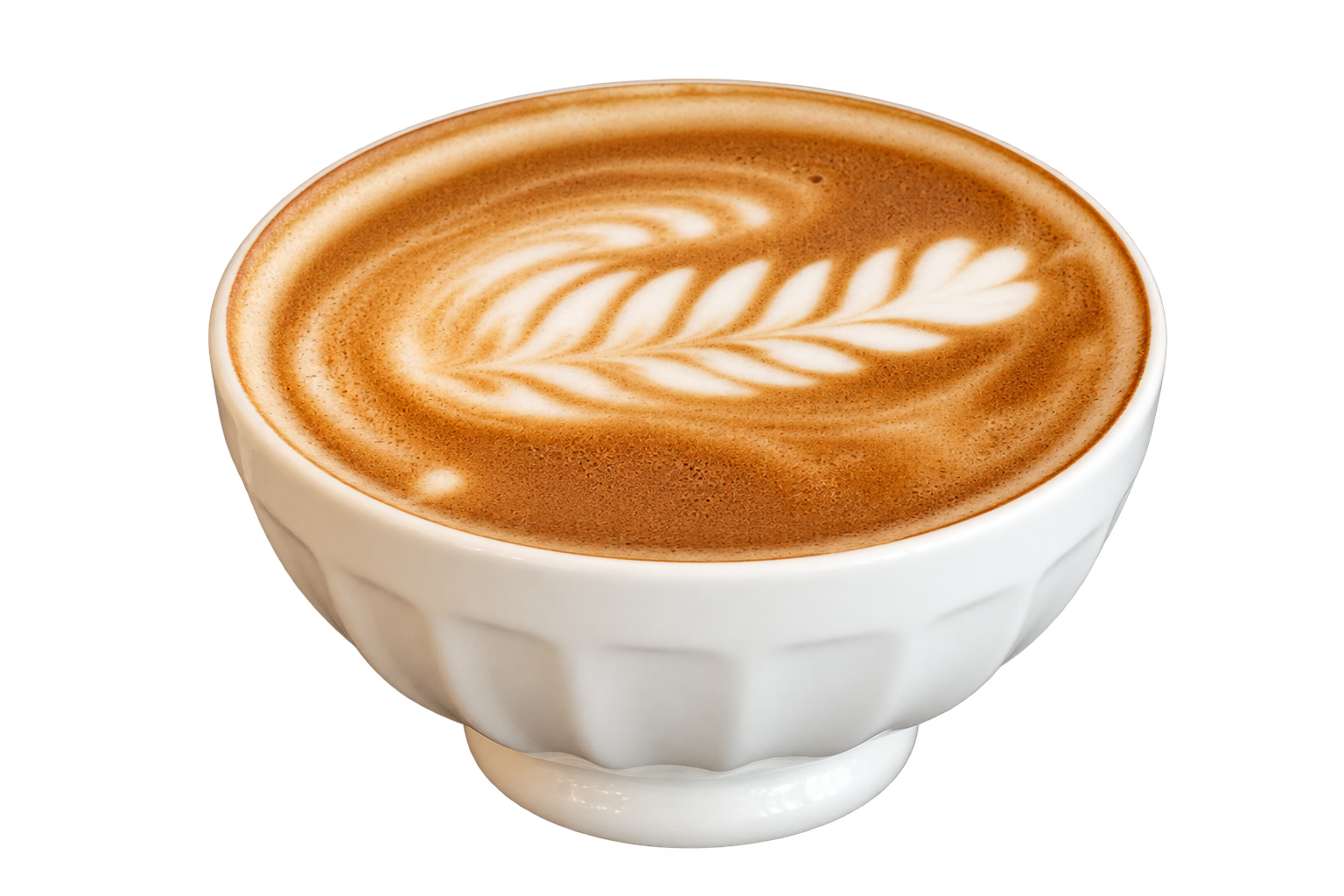 Café avec latte art dans une tasse blanche