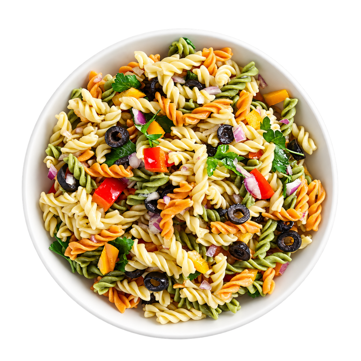 Grand bol de salade de pâtes pour le service traiteur